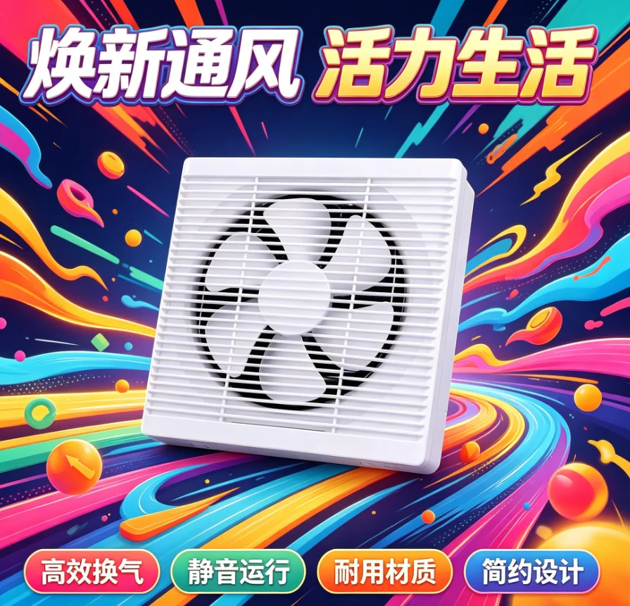 220V Square Wall-Mounted Exhaust Fan Low Noise for Bathroom Kitchen Toilet Ventilation And Odor Removal LYH