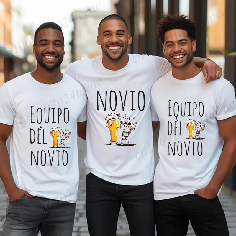 Spanish Father's Day Tshirt Evg Team Groom Man Tops Men's Single Farewell Bachelor Party T Shirt Beer Graphic Wedding Tees