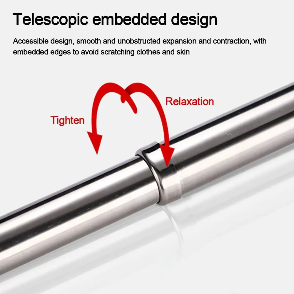 قضيب تعليق تلسكوبي من الفولاذ المقاوم للصدأ ، قضيب ملابس مفيد قابل للتمديد ، عمود سكة خزانة قابل للتعديل