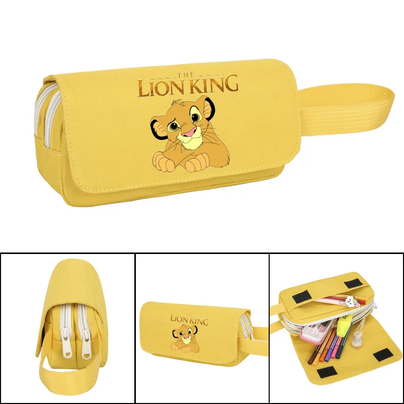 Mufasa Lion King Pencil Case Disney Cartoon Anime Stationery Bags Boy Girl Fashion Large Capacity Pen Pouch Student Pencil Bag