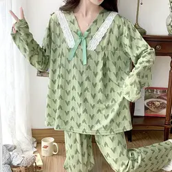 Ensemble de pyjamas pour femmes, vêtements de nuit pour dormir, lingerie coréenne, vêtements de maison, automne, grande taille 5XL, 140kg