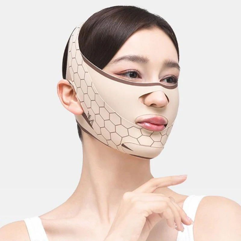 Breathable V Face Band Cheek Lift Up Face เข็มขัดบางลด Double Chin V-Line Shaping BANDAGE ต่อต้านริ้วรอยผ้าพันแผลใบหน้า