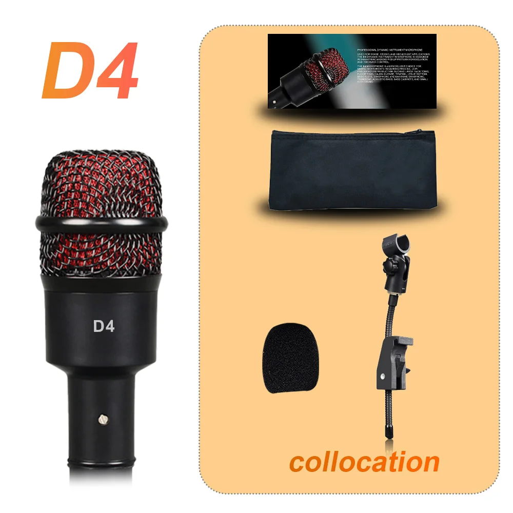 금속 고품질 D6 D4 D2 i5/Tom 스네어 드럼 마이크 드럼 악기 음악 픽업용 카디오이드 마이크, ADX-51 콘덴서 마이크