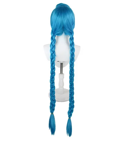 Jinx Cosplay Wig 120cm Long Braid Blue Heat Resistant Synthetic Hair Cosplay Wigs