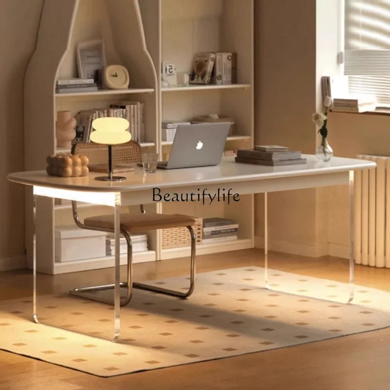 Modern Minimalist Solid Wood Desk Suspension Acrylic Home Office Brain Table