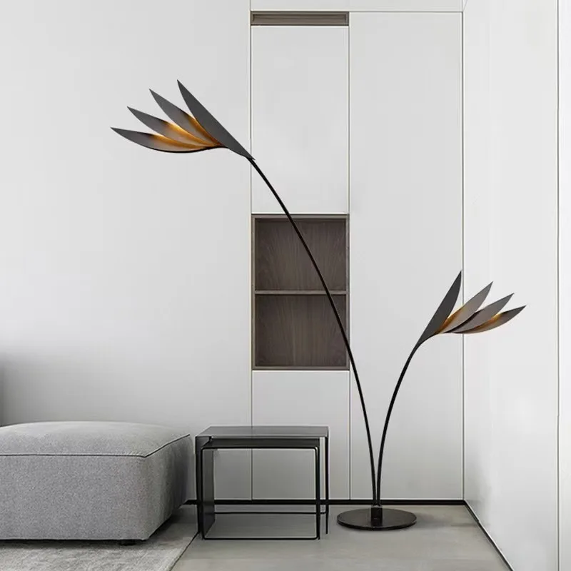 Living room floor lamp villa flamingo leaf lamp Internet celebrity designer Modern minimalist model room floor lamp
