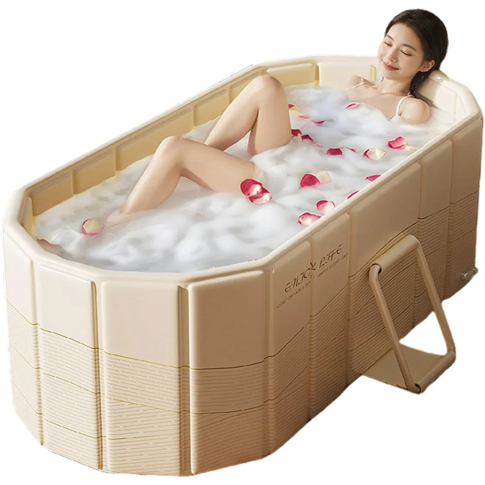 

Foldable Bathtub for Adult Large 59'in Collapsible tub Portable Bathtub for Bathroom Folding SPA Tub for Shower Stall, Ideal for