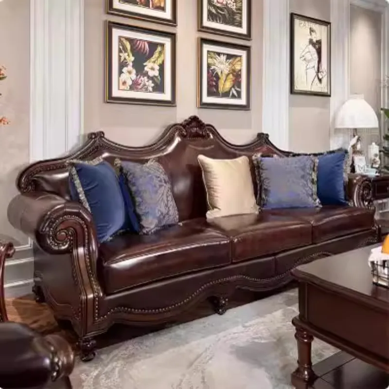 

Solid wood carving flower living room neoclassical European high-end villa luxury furniture