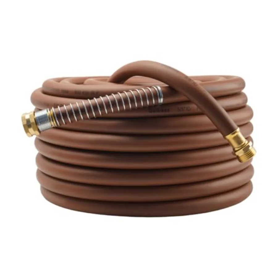 

Garden Hose 90Feet x 5/8 Heavy Duty Rubber Hose with Five Layer Braiding Male to Female Fittings 1000PSI Burst 300PSI Working B