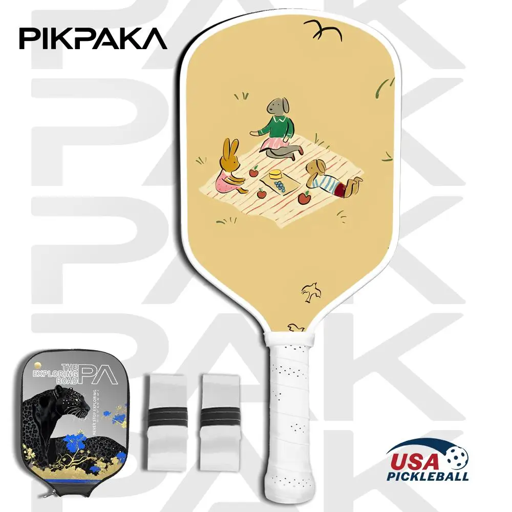 

Cute Animal Park Pickleball Paddle Set USAPA Approved T700 Carbon Fiber Unibody Thermoformed with 16MM Honeycomb Core Power&Spin