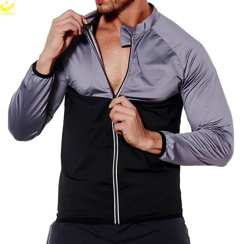 

L Sauna Jacket for Men Long Sleeve Sweat Top Fats Burner Workout Rapid Sweating Body Shaper Thin Thermo Sportwear Sport Gym