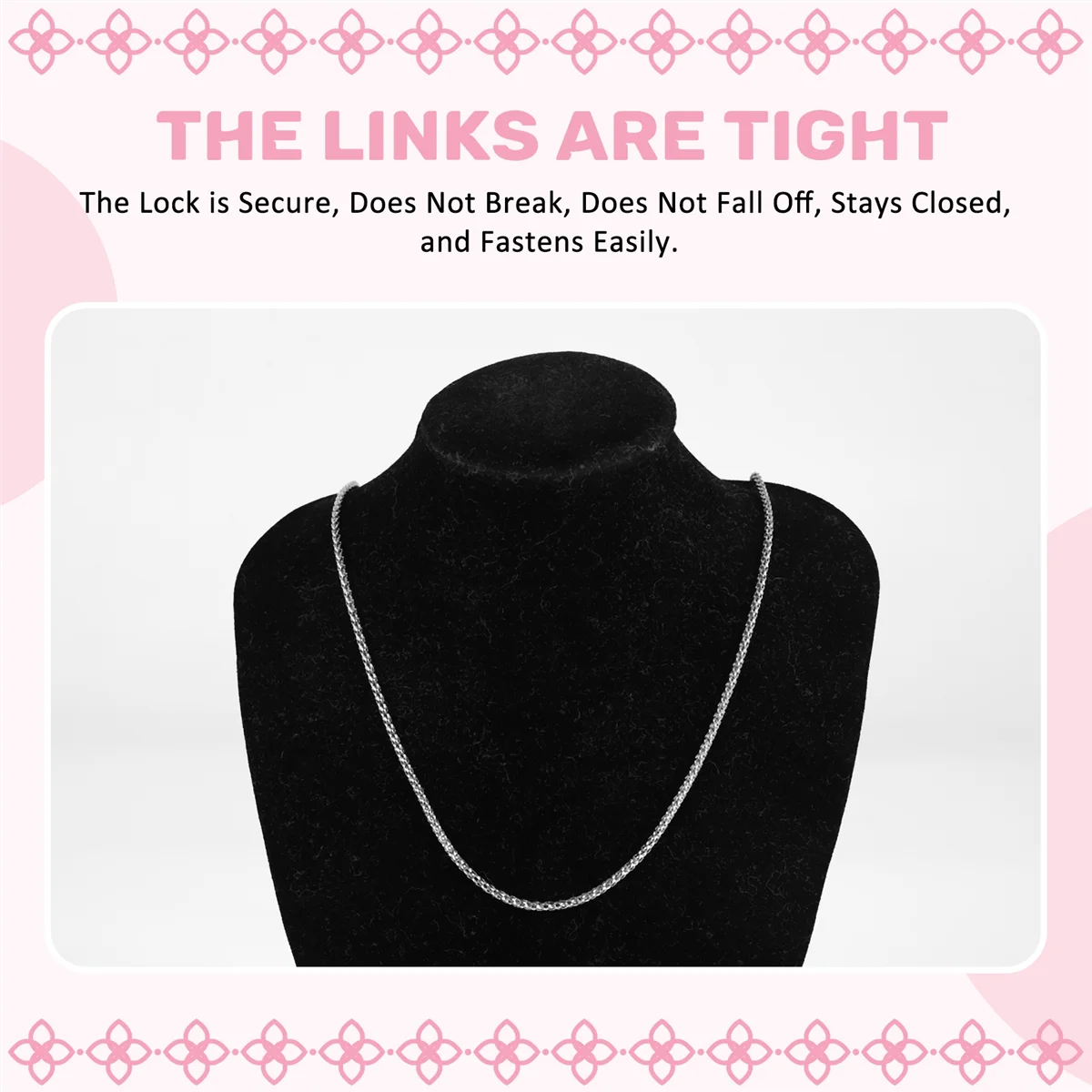 A88M Jewelry Women Chain สร้อยคอโซ่เกราะสแตนเลส สีเงิน กว้าง 2 มม. ยาว 80 ซม