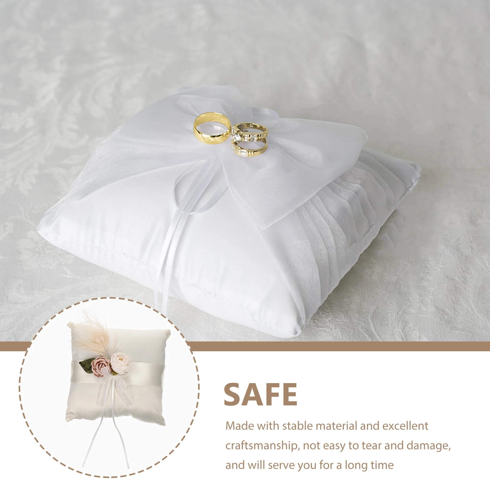 

Satin Flower Ring Pillow Wedding Stuff for Ceremony Decoration Rural Bearer Rings