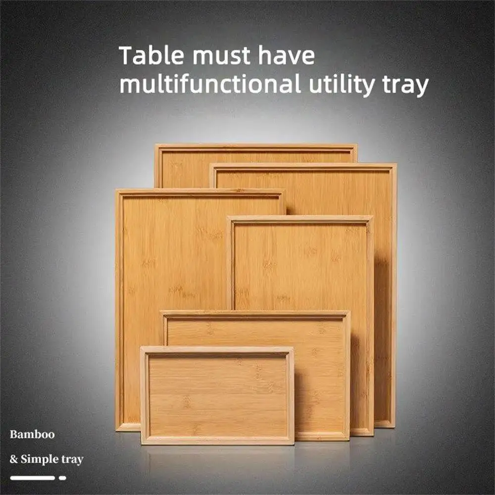 Wooden Tray High-value Rectangular Solid Wood Tea Fruit Snack Desktop Storage Tools Homehold Restaurant Utility Wooden