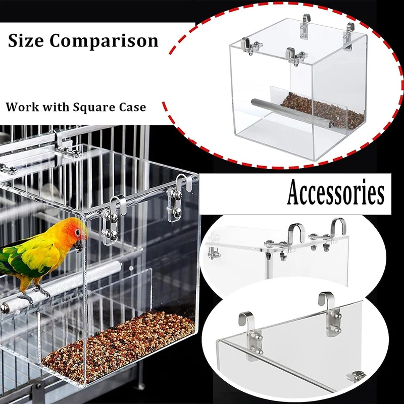 No Mess Bird Feeder For Cage Bird Feeder Automatic Bird Feeder For Cage, Parrot Cage Food Feeder