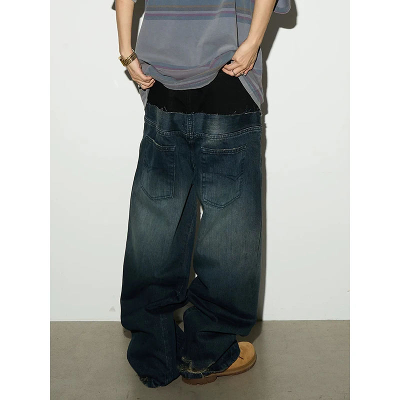 ZHIZOU Women's Blue Gothic Y2k Jeans Aesthetic 2000s Style Splice Baggy Jean Pants Vintage Harajuku Denim Trousers Clothes 2026