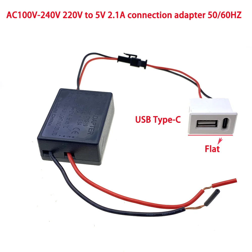 13pcs USB Female Base Type-C Double-Layer Socket USB A Female Lamp Charging Socket Power Socket with Cable Connector