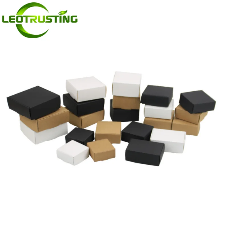 50pcs Blank Kraft Paper Handmade Soap Box Cardboard Paper Jewelry Box Wedding Party Favor Black Craft X-mas Gift Cosmetic Boxes