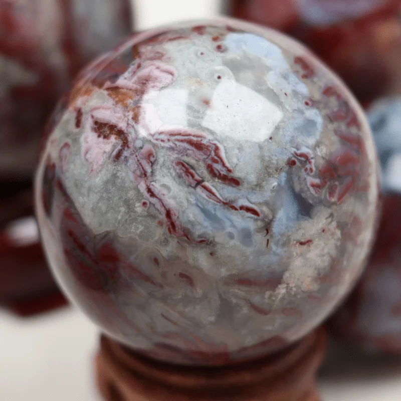 Natural Red Blood Agate Sphere, Colorful Smooth Sphere, Crystal Ball for Home Decor, Crystal Gifts, Meditation, Healing Crystal