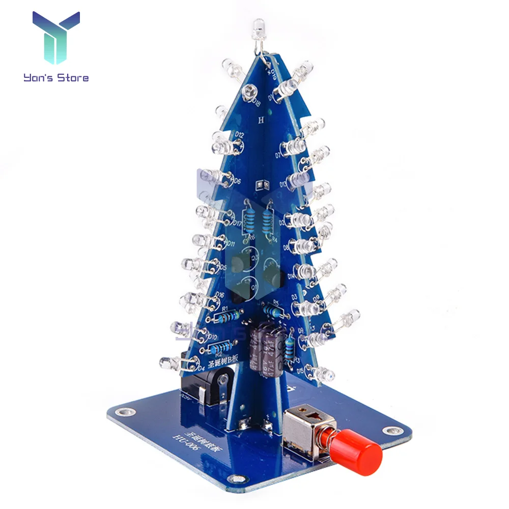 Albero di natale 3D tridimensionale kit fai da te elettronica saldatura LED albero di natale Flash colorato per l'apprendimento della pratica di saldatura