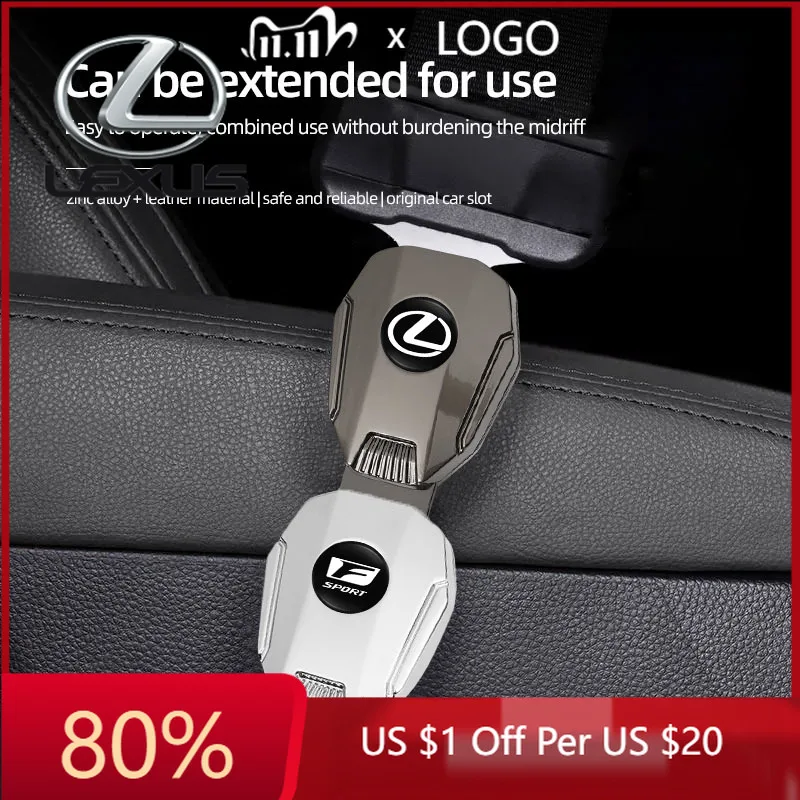 

2026 Hot Interior Stickers Car Seat Belt Extension Plug Safety Seat Lock Clip Buckle For Lexus F SPORT GS GX IS LS LX CT LC LBX