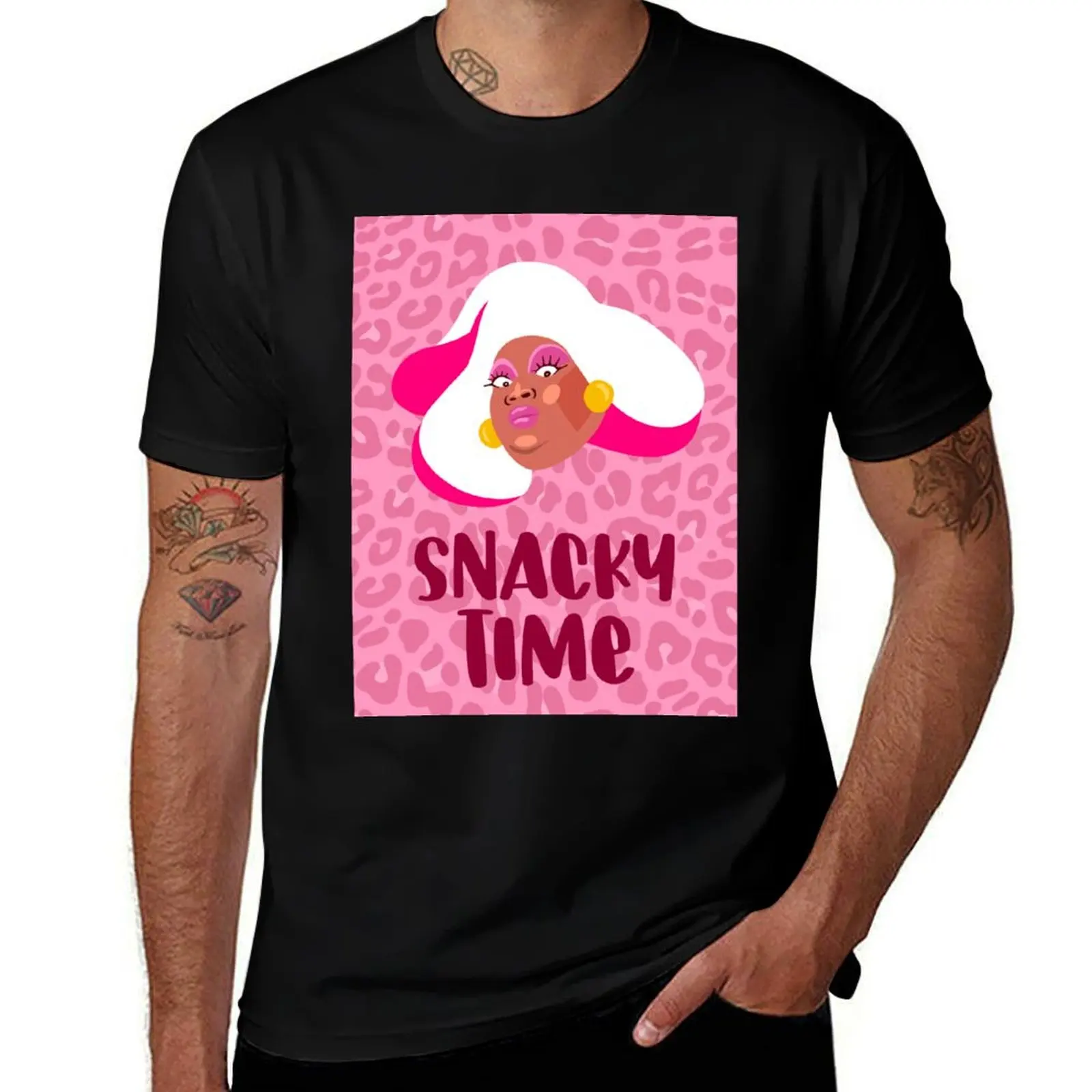 

Fun Leopard Print Snacky Time Kornbread The Snack Jeté T-Shirt cotton tshirt 100% man t shirt cotton high quality T-Shirt