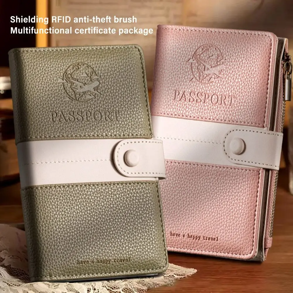 Women Men PU RFID Passport Cover Passport Protector Multi-Function Credit ID Card Wallet Waterproof Business Document