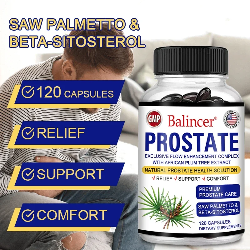 Saw Palmetto Sitosterol Capsules Support Prostate and Urinary Health, Herbal Health Supplement, Hair Growth, Frequent Urinary