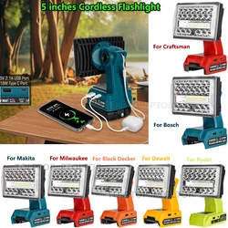 28W Flashlight LED work light with USB&Type-C ports for Makita/Bosch/Dewalt/Milwaukee/Ryobi/Black&Decker/Craftsman 18V Battery