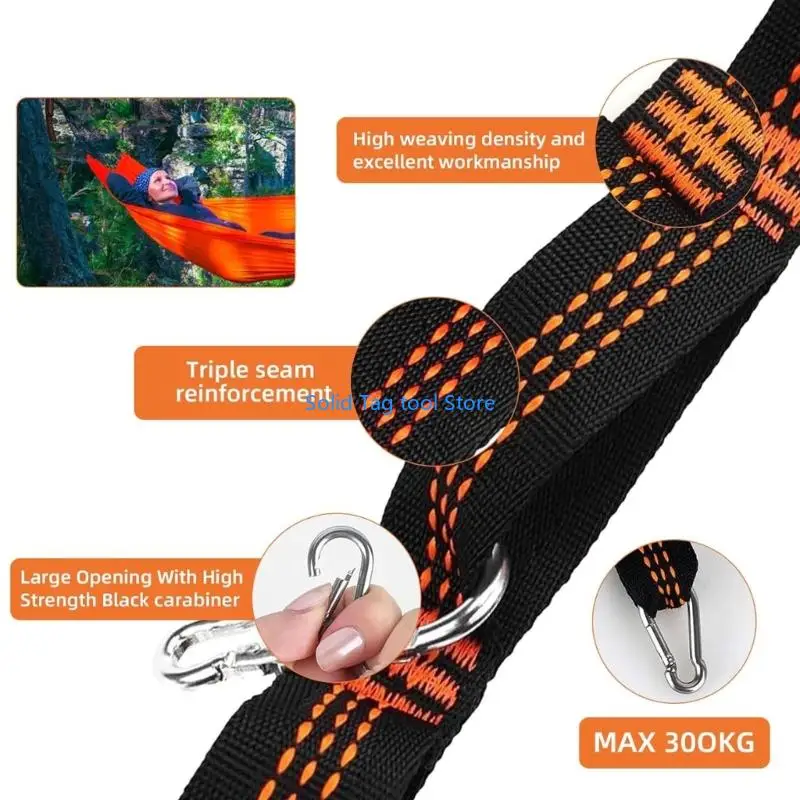 4xfd Outdoor Hangmat Support BEWERPOBLE POLYESTER ROPE MET KARABINER SET