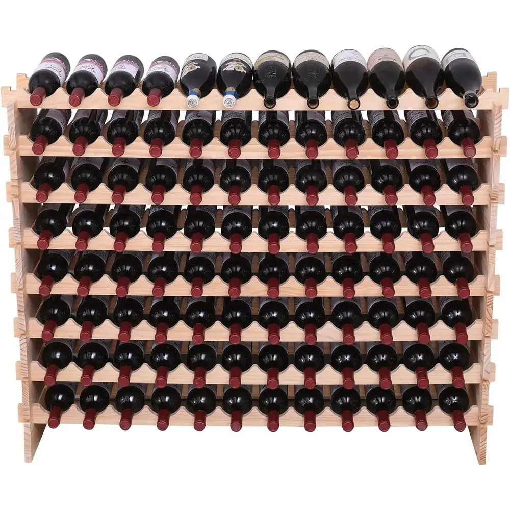 

Wooden Stackable Storage ular Wine Rack cabinet-96bottle reestanding or loor Wine Rack