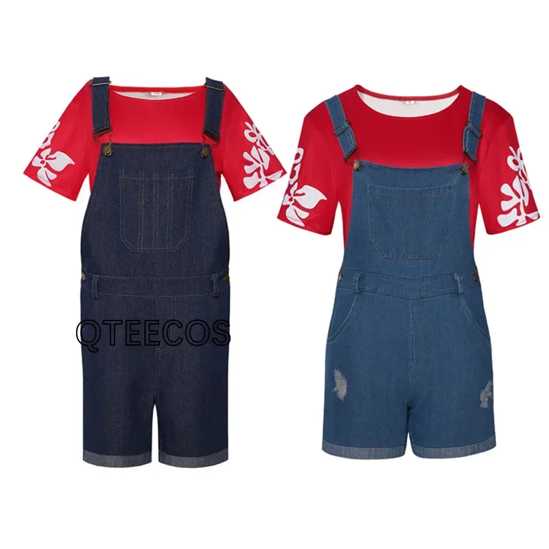 

aa124LQНовый аниме Stitch Lilo Pelekai Косплей Костюм для взрослых Унисекс Топ Ковбойский комбинезон Повседневная униформа Комплект Маскировки для Хэллоуина