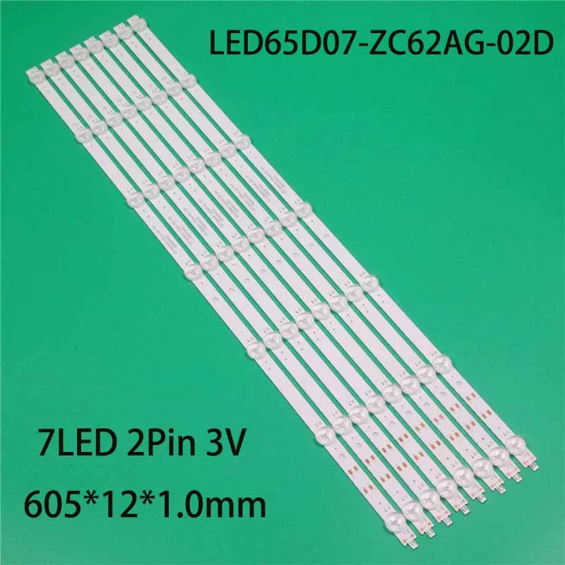 8PCS New TV's LED Lanes Bars For Philips 100012587-CA Backlight Strips LED65D07-ZC62AG-02D Kits Bands For Polaroid PL6521UHDG