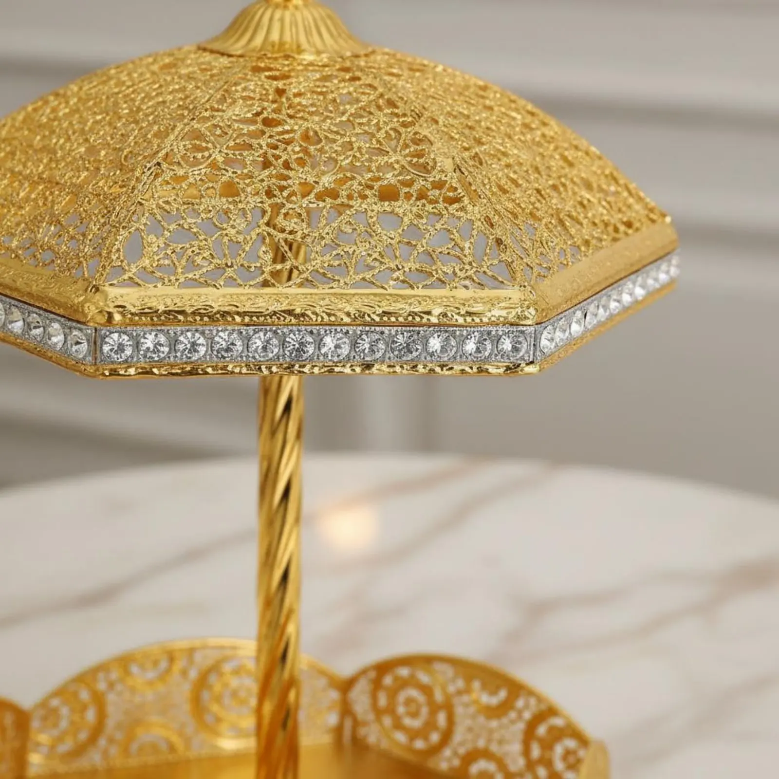 6 Pieces Ornate Two-Wheeled Incense Burner Decorative Gold Incense Set Bukhoor Burner Stable Base Lid Design
