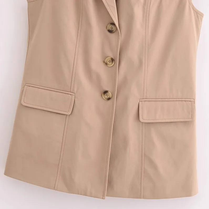 JNLEAOG 가을 신상 패셔너블 캐주얼 스타일 여성 조끼 턴다운 칼라 올매치 폴리에스터 섬유 출퇴근용 재킷