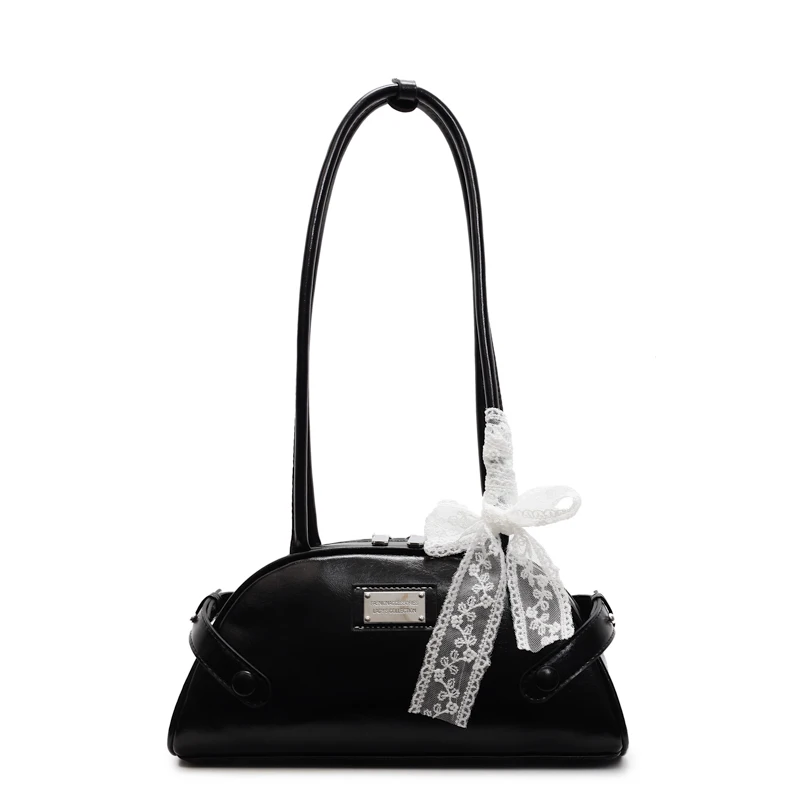 

Women Small Underarm Bag PU Leather Bow Fashion Tote Bag Solid Color Travel Underarm Handbag Girls Outdoor Daily Bag