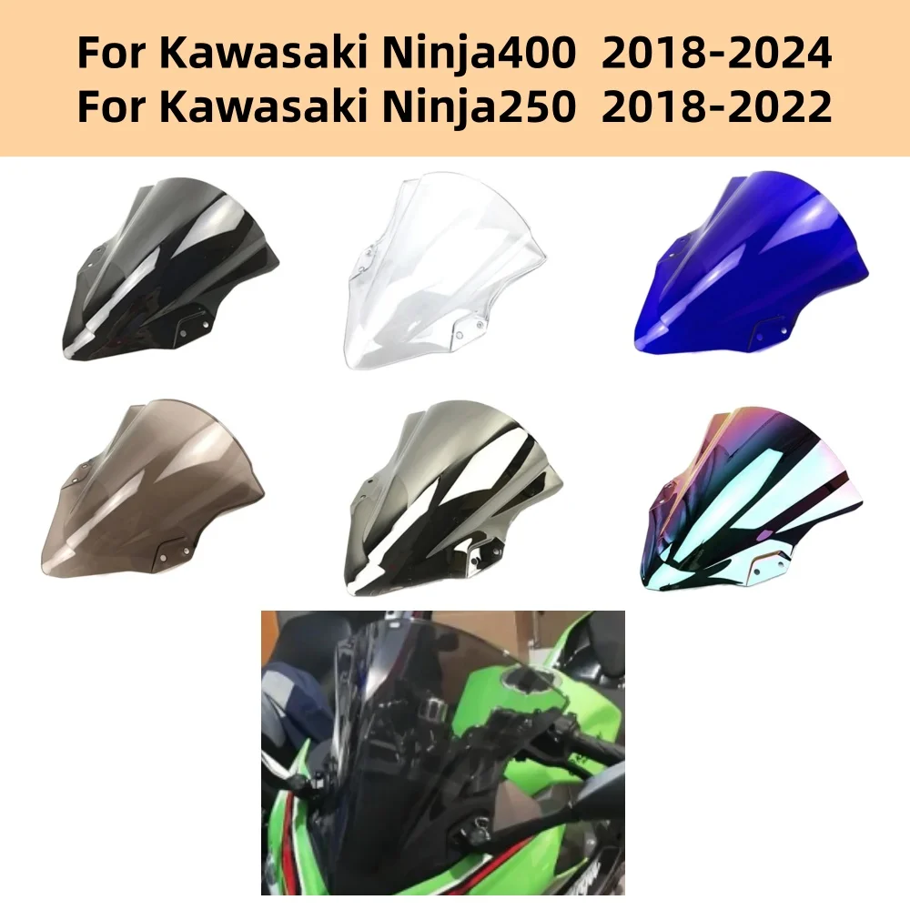 

Motorcycle Double Bubble Windshield Deflector Protector Wind Screen For Kawasaki Ninja400 2018-2024 Ninja250 2018-2022