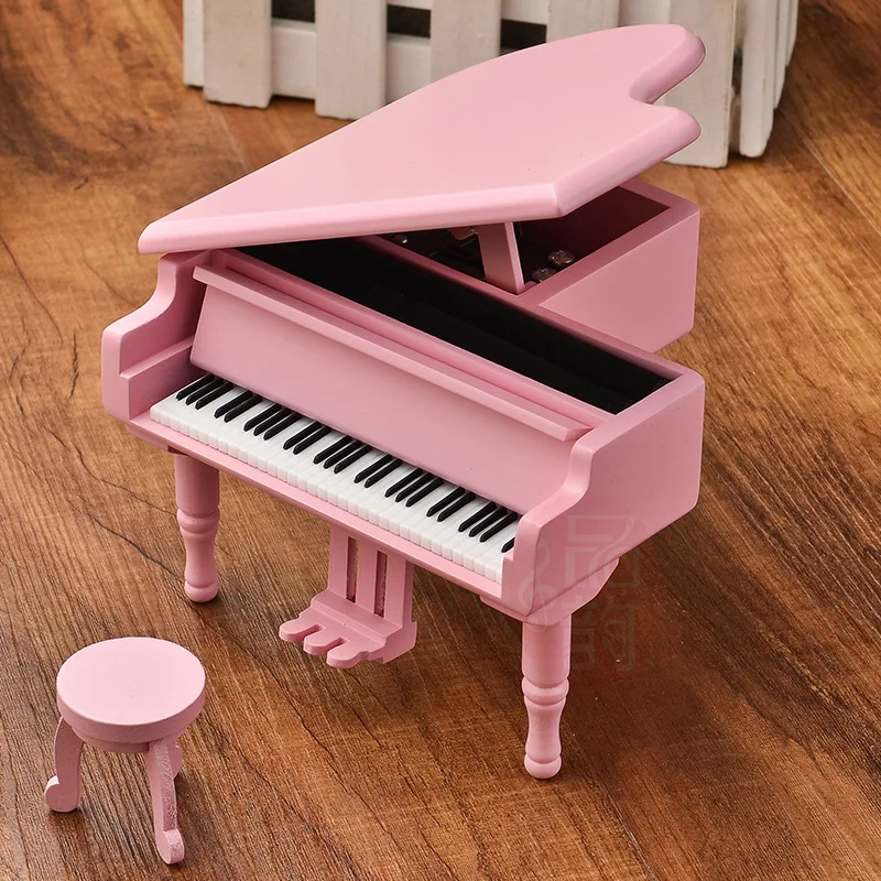 Creative Wooden Simulation Music Box, Wooden Black Grand Piano And Music Box Furniture Decoration, Festival Gift