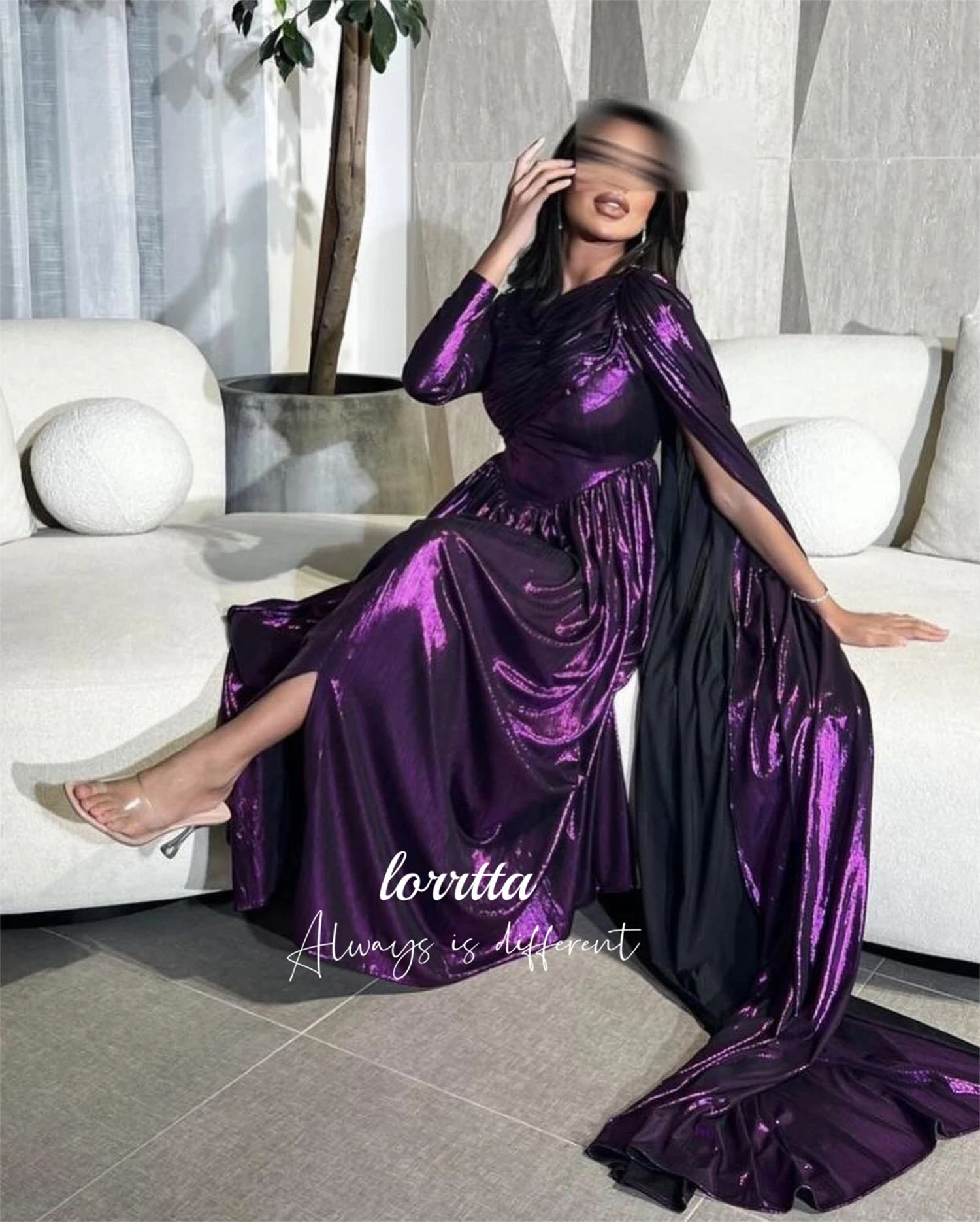 

Lorrtta Elegant Dress Shiny Fabric Evening Shawl Party Dresses for Formal Occasions Robes De Cocktail Robe Special Customized