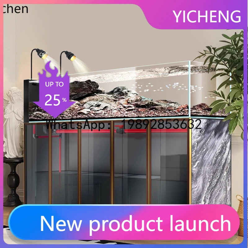 

F1 fish tank landscaping ultra-white glass bottom filter high-end aquarium floor screen partition