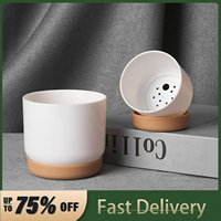 2024 Automatic Water Absorption  Plastic Flowerpot Round Double-layer Succulent Planter Pot Small Green Plant Flowerpot Groot