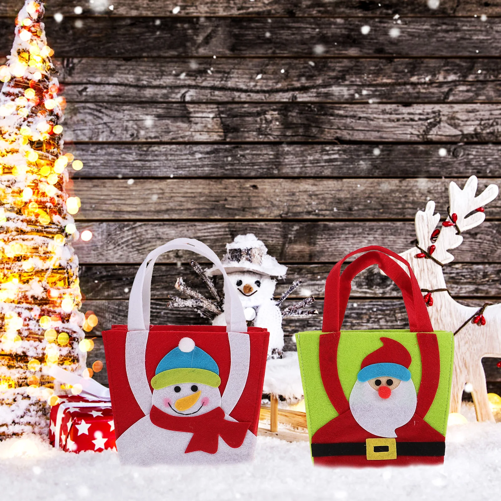 

2 Pcs Non Woven Treat Bag Color Santa Snowman C y Bags Christmas Party Favor Treat Bags y Cookies