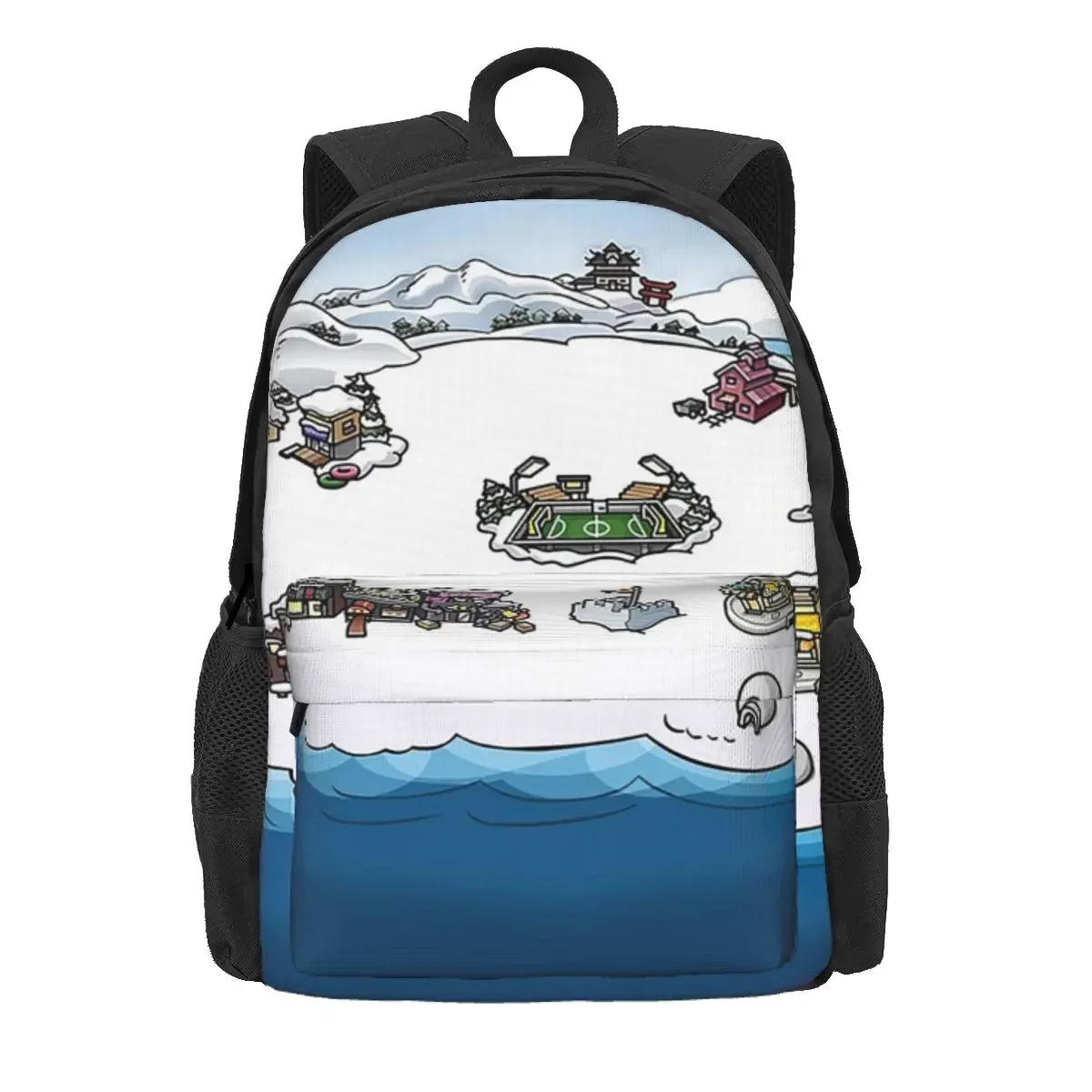 Club Penguin Map Backpack Daypack Large Capacity Kids BookBag School Bag Shoulder Bags for Men Women