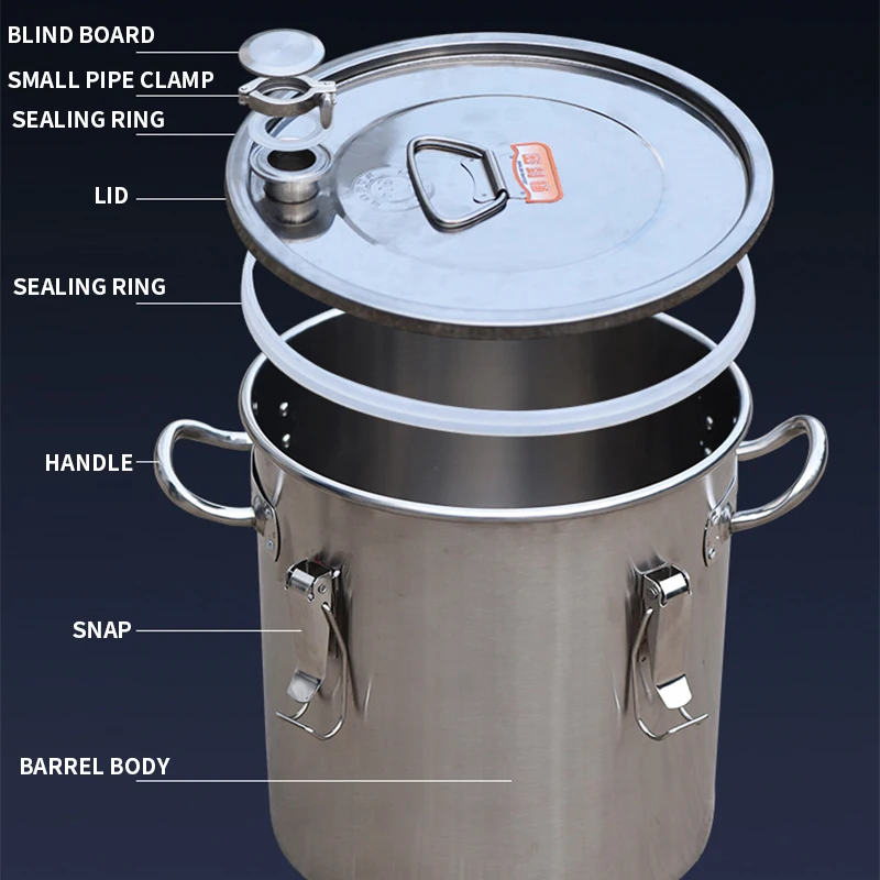 20L 304 Stainless Steel Barrel Fermentation Barrel Fruit Wine Wine Making Equipment Grain, Oil, Soup and Food Material Storage