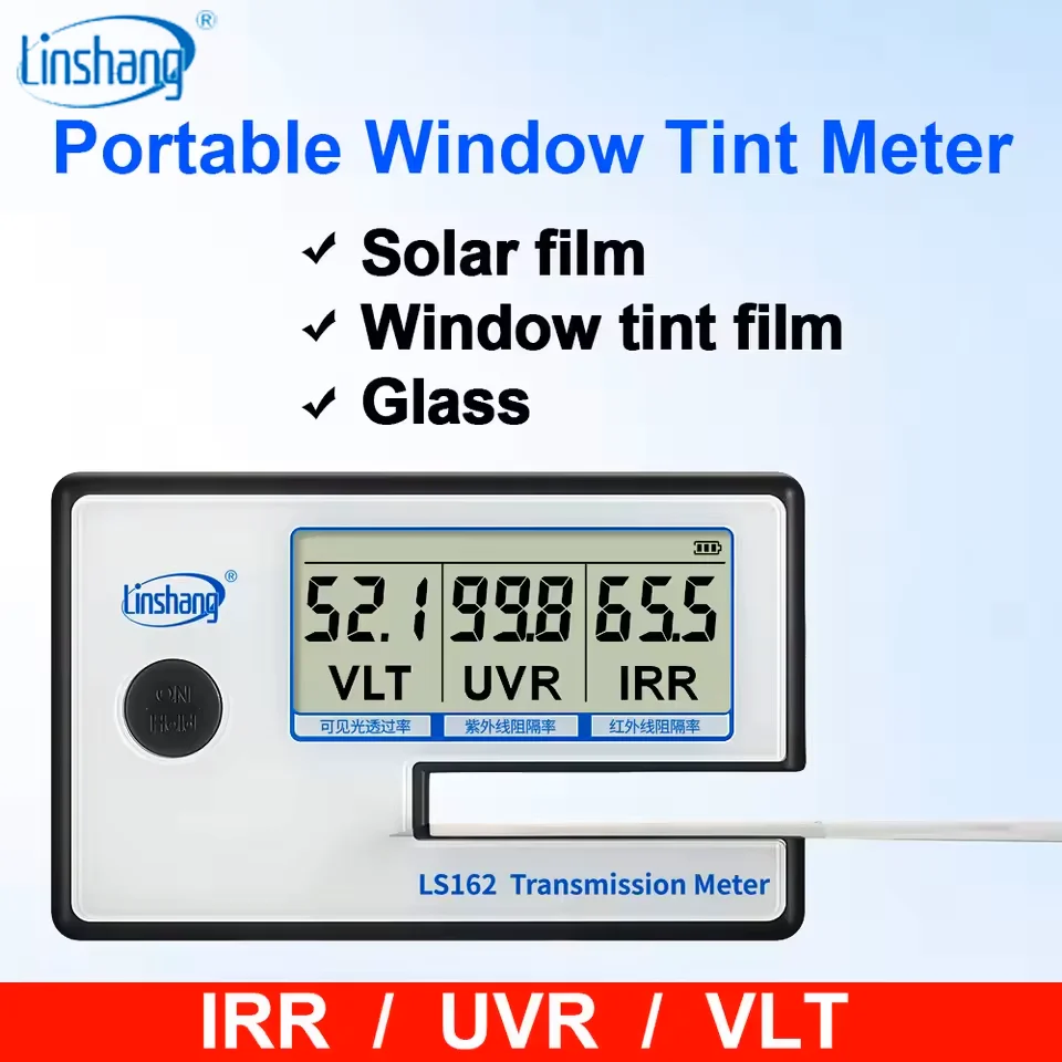 Lingshang LS162 3-in-1 Light Transmission Meter | Simultaneously Measures VLT, UV & IR Blocking | for Car & Architectural Films