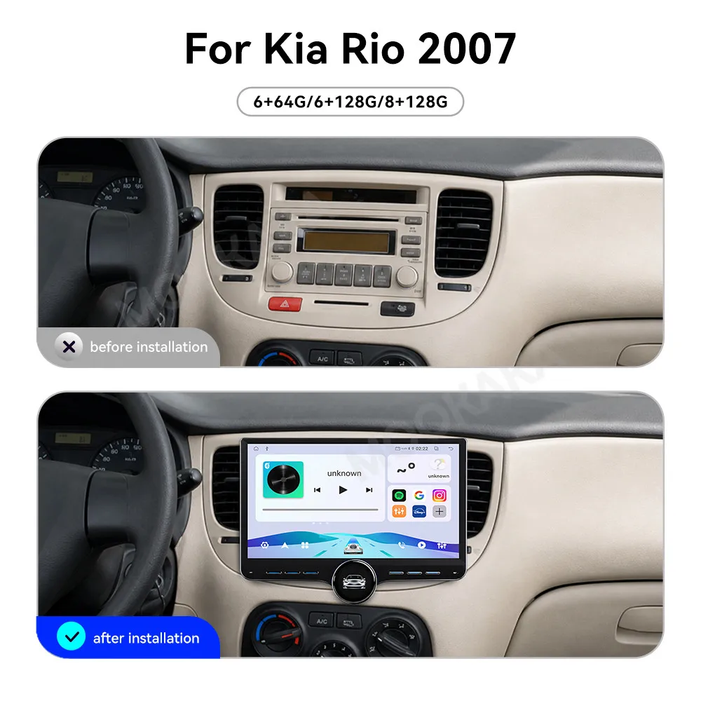 HD Screen 11.5'' Carplay Single knob Android Auto audio For Kia Rio 2007 Multimedia Navigation Stereo Receiver player Head Unit