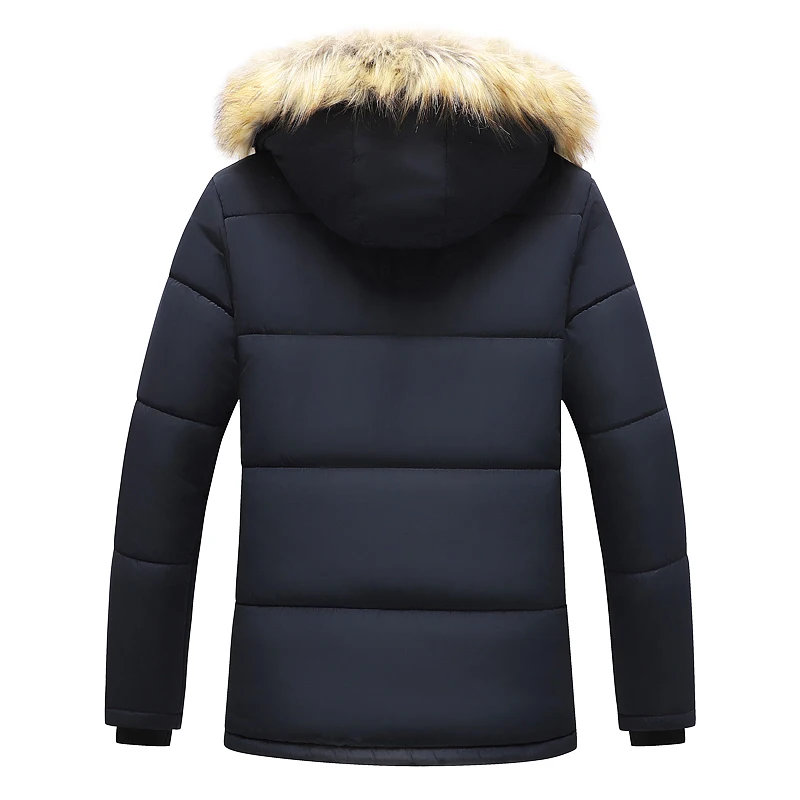 2022 New Black Mid-length Plus Velvet Thick Cotton-padded Jacket Winter Hooded Parka Hat Removable Coat Men Jaqueta Masculina