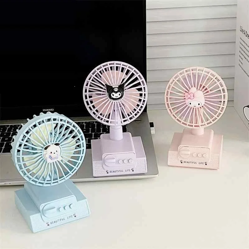 

Популярный настольный мини-вентилятор Sanrio Hello Kitty Kawaii Student Hostel, портативный USB-зарядка, Cinnamoroll, милый маленький вентилятор с комиксами, новый стиль