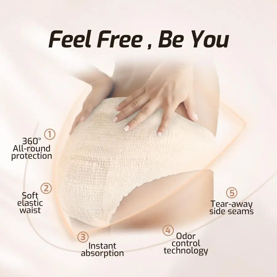 Women Incontinence Underwear, Daytime Disposable Postpartum Adult Panties, Protective Pull Ups with Maximum Absorbency, Large, B