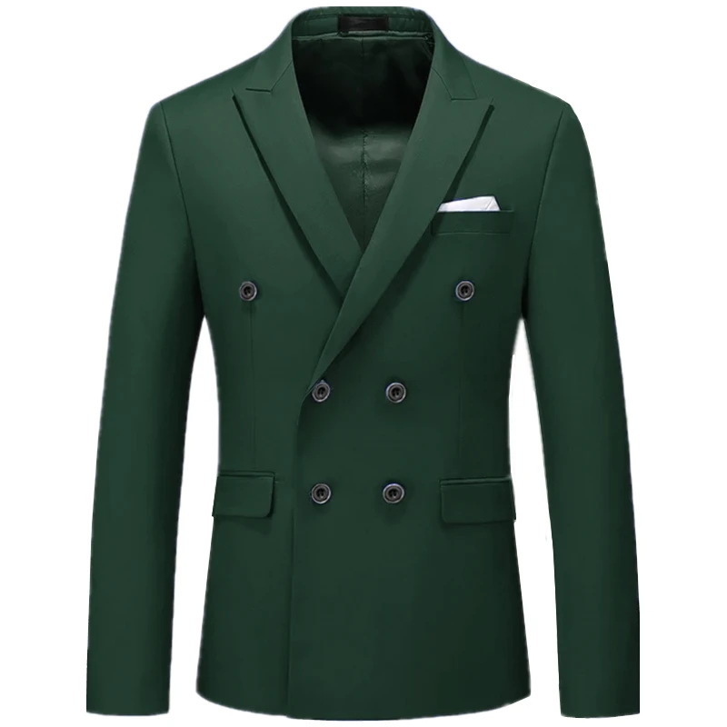 2022 Fashion New Men\'s Casual Boutique Business Solid Color Double Breasted Suit Jacket Blazers Coat